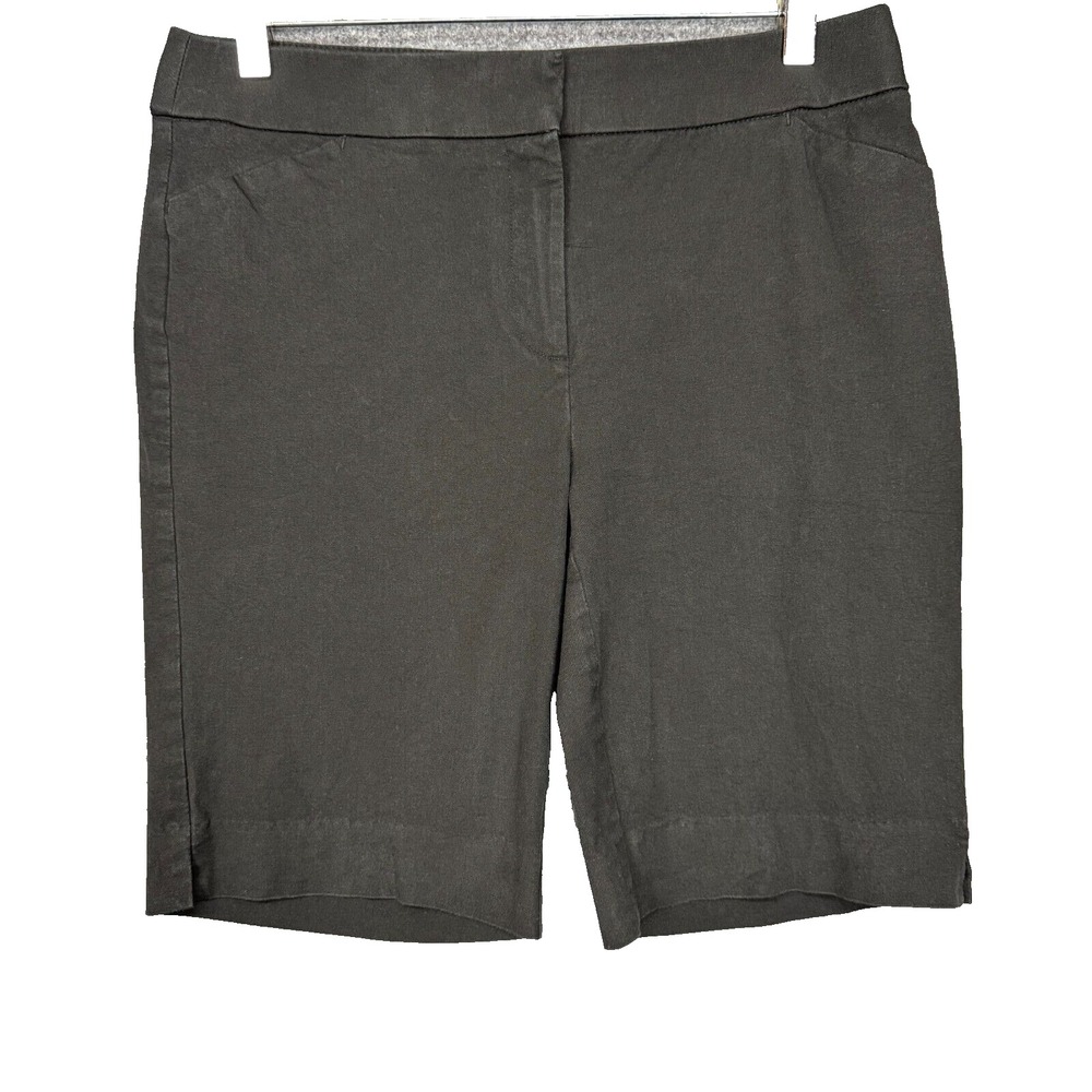 Chicos Shorts Womens 0 Small 4‎ Black Bermuda Cotton Rayon Spandex Minimalist